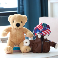 Ours en peluche pilote personnalisé, jouets ours en peluche de haute qualité mode peluche douce aviateur jouets ours en peluche avec veste uniforme