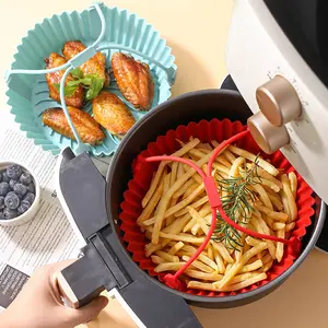 MANJIA 2022 New design Big Airfryer Liner Reusable Silicone Air Fryer Pot Replacement of Flammable Parchment Liner Paper