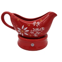 Carafe chauffante électrique pour sauce, grande capacité 15 oz, en porcelaine fine blanche, avec poignée ergonomique, écologique, pour usage intérieur