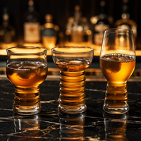 Verre à bière 500 ml avec base côtelée en spirale, verre de dégustation unique sur pied pour bar, maison, fête