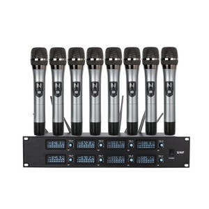 Sistema de Micrófono Inalámbrico Profesional Multicanal, 8 Micrófonos UHF de Largo Alcance, Señal Estable, para Conferencias, Escuelas, Iglesias, Audio - Product Image 1