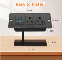 Multiprise encastrable USB PD 20W à charge rapide, prise de meuble 2 AC et 3 USB (2 USB-C + 1 USB-A) pour bureau, chevet, tiroir, table