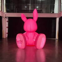 Lapin gonflable publicitaire rose en peluche, décorations gonflables animales