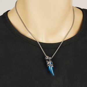 New Stainless Steel Waterproof Anti Tarnish Punk Retro Wolf <strong>Tooth</strong> <strong>Charm</strong> Pendant Punk Jewelry Necklace Gift for Men - Product Image 5