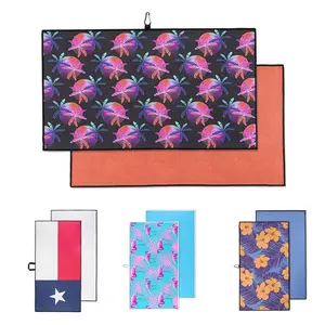 Suministro de fabricantes de toallas de gofres PET de microfibra de color sólido personalizado para uso manual de golf y cocina - Product Image 1