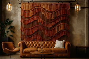 Tapiz de Macramé <span class=keywords><strong>Boho</strong></span> <span class=keywords><strong>Chic</strong></span> para Pared - Diseño de Ondas y Borlas en Capas, Algodón Natural, Decoración Rústica Costera Estilo Bali para <span class=keywords><strong>Casa</strong></span> de Playa y Regalo Festivo - Product Image 4