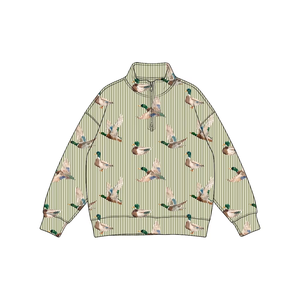 เสื้อเด็กผู้ชายลายเป็ดพิมพ์ลายทาง แขนยาว ซิปครึ่งตัว คอตั้ง สไตล์ลำลอง - Product Image 2