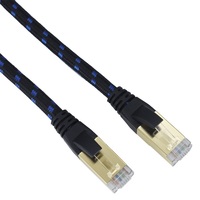 Kabel Patch Cord Ethernet 3M FFTP CAT8 26AWG(7/0.16MM) Hitam Biru PVC 3M FFTP CAT8 26AWG(7/0.16MM) BC Hitam Biru Kabel Ethernet Jalinan