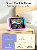 Haut-parleur intelligent de bureau AI avec écran numérique LED, WiFi, Bluetooth, commande vocale, assistant domestique, lecteur de musique, appareil intelligent