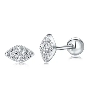 Dylam Eye Mini CZ Anting Stud Wanita, Anting-Anting Kecil Lucu Kecil Minimalis 925 Perak Murni