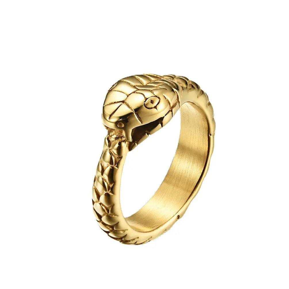 Из нержавеющей стали, покрытой 18K позолоченные кольца для мужчин и женщин, змея рептилий кольца адаптируемые под требования заказчика в стиле готик-панк ювелирные изделия
