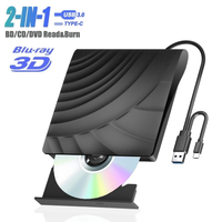 Unidad de Grabación de Blu-ray Externa, Unidad de DVD Delgada con USB 3.0, Grabadora de BD-RE, CD/DVD RW, Grabadora de Blu-ray Externa para Ordenador Portátil