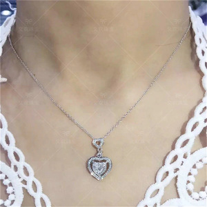 Collana da sposa a forma di cuore per donna, elegante collana da matrimonio - Product Image 4
