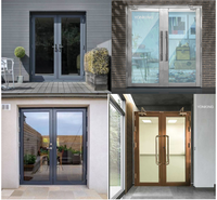 Porte commerciale en acier et verre, porte d'entrée de magasin, portes d'entrée en verre trempé double pour maison et jardin