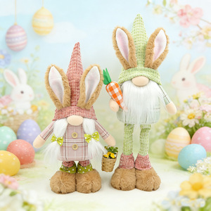 <b>Easter</b> Gnome Bunny Plush Long Legs Standing Rabbit Dwarf Figurine Swedish Tomte Doll Holiday Table <b>Ornament</b> Spring Party Decor - Product Image 2