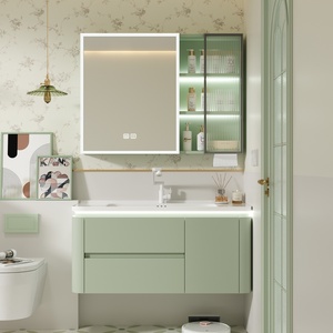 Fresh Green Bathroom Cabinet Smart Storage <b>Mirror</b> Cabinet White Sink Hanging Cabinet Body - Product Image 1