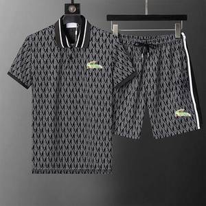 Completo da uomo di lusso con pantaloncini <span class=keywords><strong>polo</strong></span>, in stile casual intrecciato, con motivo a tinta unita, in fibra di bambù, con strass, tuta sportiva ricamata con animali, stile europeo - Product Image 3