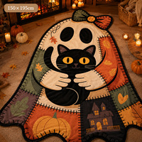 Couverture en peluche fantôme d'Halloween, motif chat noir et citrouille patchwork, pour chambre et canapé, cadeau de fête