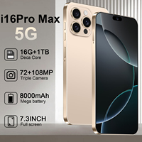 Teléfono Inteligente I16 Pro Max 5G al por Mayor, Desbloqueado, Deca Core, 16GB/1TB de Almacenamiento, Pantalla HD de 108MP, LTE/CDMA, OLED de 120Hz, Carga Rápida de 65W