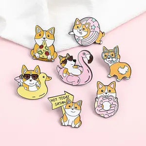 Insignia con forma de corgi, broche de esmalte suave para regalos, animal kawaii personalizado, gran oferta