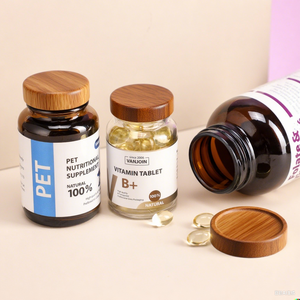 Pot en verre ambré pour suppléments nutritionnels Bouteille de suppléments de vitamines de santé de qualité alimentaire Capsule avec bouchon Woonde ou bouchon en métal - Product Image 5