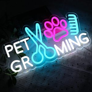 Pet Grooming Letreros Neon LED indoor hanging ambient light shop <b>sign</b> wall decoration light entrance indicator light 5V 12V - Product Image 6