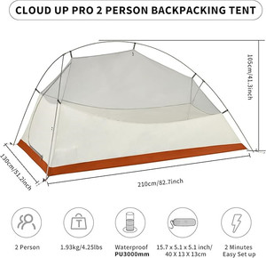 Carpa <span class=keywords><strong>para</strong></span> <span class=keywords><strong>2</strong></span> personas Carpa mochila ligera con huellas-Carpa <span class=keywords><strong>de</strong></span> pie ultraligera <span class=keywords><strong>para</strong></span> acampar Senderismo Mochila Carpa - Product Image 3