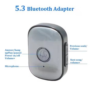 Transmisor inalámbrico Receptor 2 en 1 Adaptador inalámbrico 3,5mm Audio AUX Adaptador Mp3 Plata Adaptador inalámbrico para automóvil - Product Image 2