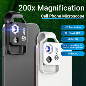 Microscope intelligent de laboratoire pour enfants, Smartphone avec 6 lumières led, luminosité réglable, microscope de voyage pour l'école, bon marché, 200x, 2019 - Product Image 3