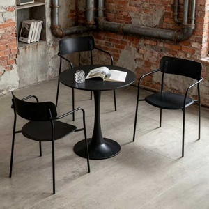 Hochwertiger Runder Esstisch Einfacher Eisen-Esstisch Langlebiges Modernes Minimalistisches Design für Außenbereich Wohnzimmer Schlafzimmer - Product Image 1