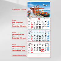 Calendrier mural personnalisé 2027 pour la logistique d'expédition, vente en gros, calendrier nautique suspendu à 4 volets