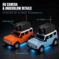 Voiture RC avec éclairage et caméra 1:64 FPV 2.4GHz, véhicule télécommandé avec indicateur de charge et lumière d'ambiance pour enfants