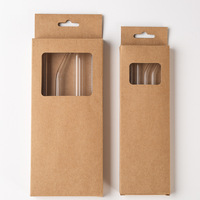 Ensemble de pailles à boire en verre transparent réutilisables et écologiques de haute qualité