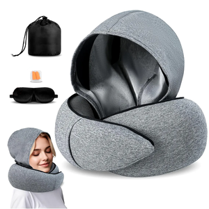 Yeni özel çıkarılabilir cilt dostu yastık bellek köpük boyun desteği kapşonlu seyahat yastık uçak için - Product Image 1