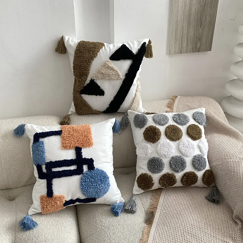 Textiles de maison Boho décor 100% coton toile taie d'oreiller housse de coussin pour canapé canapé salon 18x18 pouces