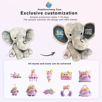 Jouets en peluche personnalisés d'usine professionnelle, peluches d'éléphant avec broderie de logo, rembourrage en coton PP