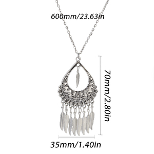 คลาสสิกวินเทจชาติพันธุ์น้ําหยดเสี้ยวระฆังพู่หยดชาติพันธุ์สีเงินลูกปัดพู่งานแต่งงานEardrop Partyเครื่องประดับ - Product Image 2