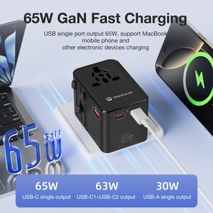 Wontravel Dual Ports 65W Fast Charger PD 3.0 WorldwideTravel Aadptor Universal Travel Adapter - Product Image 3