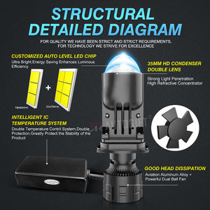Projecteur LED A82 H4, 1 pièce, ventilateur de refroidissement, ampoule à faisceau Hi Lo, 12V 24V 6000K, lentille Bi LED, nouveau pour projecteur automobile Len - Product Image 3