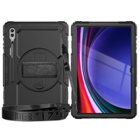 Vente en gros pour Samsung Galaxy Tab S9 Ultra / S10 Ultra Étui hybride en silicone pour tablette avec poignée rotative et bandoulière