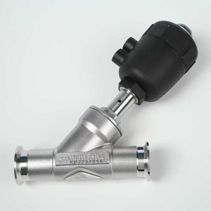Grado Alimenticio y Farmacéutico Sanitario 45 °   Válvula de Ángulo Neumática de Control de Agua con Abrazadera Triple SS304/316L - Product Image 5