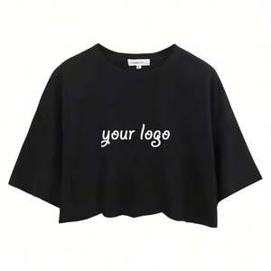 Camisetas para mujer con logotipo personalizado Camisetas para mujer Camiseta informal Lisa personalizada para mujer Crop Tops - Product Image 4