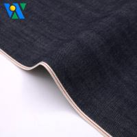 Tela Denim Selvedge de 12.5 oz, Ligeramente Elástica, Tela Denim Selvedge Cruda para Jeans, Tela Denim de Alta Calidad en Rollo, Azul Oscuro, Tejido Twill