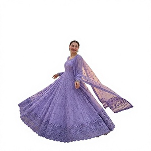 Robe Anarkali traditionnelle pour femme, longue, en rayonne brodée, pour mariage, Inde, Pakistan, vêtements ethniques - Product Image 1