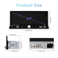 Podofo 6.9 inci Single Din Radio Mobil Stereo Wireless Carplay Android Auto Pemutar MP5 Mobil EQ BT FM Type-C USB Pemutar Mobil Grosir