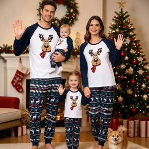 Ready To Ship Xmas Printed Parent Child Pajamas Long Sleeve Family Matching Home Wear For Christmas Family Photos - Product Image 3