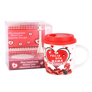 Taza de café de cerámica con logotipo personalizado en español, juego de regalo para el día de la madre con tapa de silicona - Product Image 4