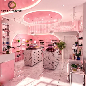 ที่วางโชว์ของร้านค้าเพื่อความงามแบบทันสมัยสีชมพูผลิตภัณฑ์ดูแลผิวเครื่องสำอางที่มีน้ำมันหอมระเหยลิปกลอสยาทาเล็บ - Product Image 2