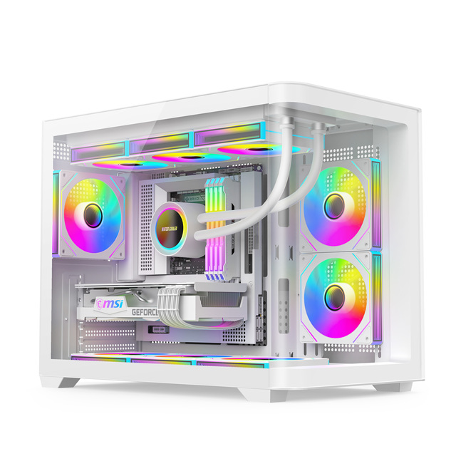 Sea View Room Gaming PC Case Support 360 Water Cooling Curved Tempered Glass Computer Case Panoramic Chassis