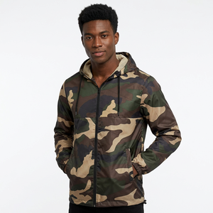 Chaqueta cortavientos con capucha para hombre, camuflaje, impermeable, transpirable, con cierre de cremallera, para actividades al aire libre y desplazamientos. - Product Image 2
